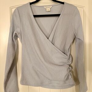 Club Monaco Light Blue Wrap Blouse